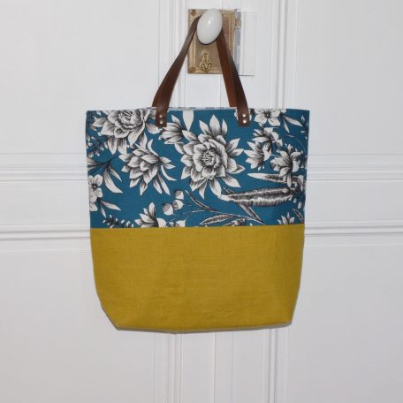 Sac Moutarde et Bleu à fleurs